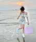 Women Ruffle Off-Shoulder Lace Border Floral Mini Dress with Cute Hairband